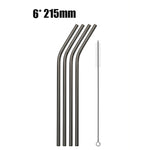 A Set of Stainless Steel Reusable Straws